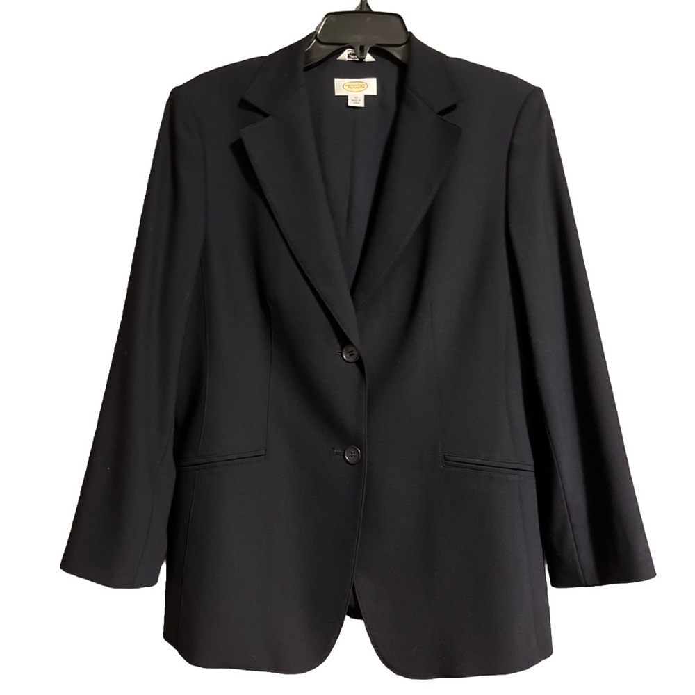 Talbots wool blend navy lightweight blazer Women 10 - Picture 2 of 9